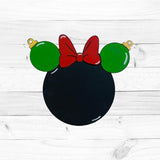 Girl Mouse with Ornament Ears, Christmas Shape, Unfinished Cutout, Wooden Shape, Paintable Wooden MDF Build-A-Cross