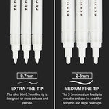 SFAIH Acrylic White Paint Pens - 8 Pack 2-3MM Medium Tip & 0.7MM Extra Fine White Paint Marker for Rock Painting, Wood, Metal, Fabric, Plastic, SFAIH