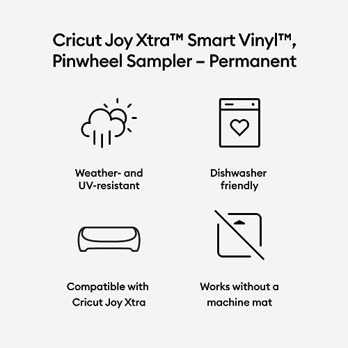Cricut Smart Vinyl Pinwheel Sampler - Permanent Vinyl Sheet Pack for Cricut Joy Xtra, Water & UV Resistant, Dishwasher-Friendly All-Weather Smart