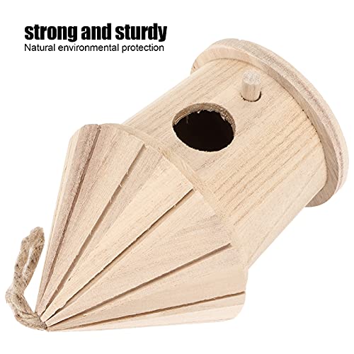 Wooden Bird House, Round Shaped Hanging Bird House, Heavy Duty Outdoor Hanging DIY Painting Decorative Bird House Use for Garden Outside Mokernali