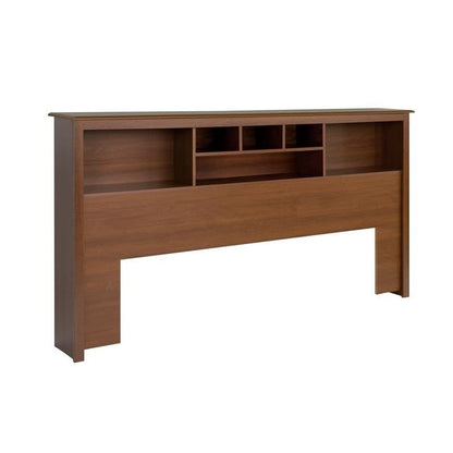 Bowery Hill Country Style King Size Wood Bookcase Bed Headboard and Cabinet Storage in Cherry - WoodArtSupply