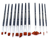 Transon 12pcs Professional Paint Brush Set for Acrylic Watercolor Gouache Ink Rock Craft Face Painting TRANSON