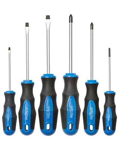 6PCS Magnetic Tip Screwdriver Set, 3 Phillips and 3 Flat, Professional Cushion Grip | 6-Piece Hand Tools Set - WoodArtSupply