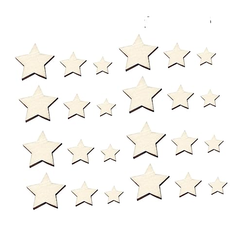 TEHAUX 300pcs Embellishments Star Wood Decor Unfinished Woods Slices Craft Decked Star Wood Ornaments Natural Unfinished Wood Slices Hanging TEHAUX