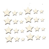 TEHAUX 300pcs Embellishments Star Wood Decor Unfinished Woods Slices Craft Decked Star Wood Ornaments Natural Unfinished Wood Slices Hanging TEHAUX