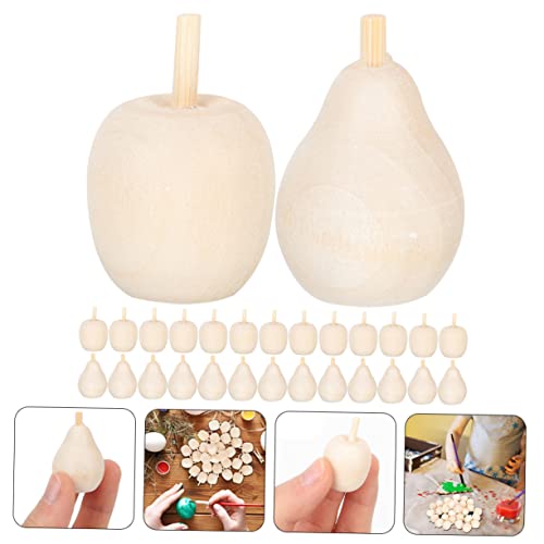 Kisangel 160 pcs Wooden Fruit Ornaments Simulation pear Model Lifelike Mini Pears unpainted Wooden Pears Kids Unfinished Fruit DIY Fruit Mushroom Kisangel