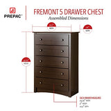 Prepac Fremont Superior 5-Drawer Chest for Bedroom - Spacious and Stylish Chest of Drawers, Measuring 16"D x 31.5"W x 45.25"H, In Espresso Finish Prepac