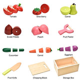 CARLORBO Wooden Play Food for Kids Kitchen - Toys Food Vegetables and Fruit for 2 Year Old Boys Girls Role Pretend Play Early Education Montessori CARLORBO