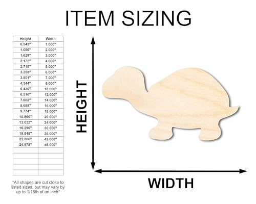 Unfinished Wood Turtle Shape - Craft - up to 36" DIY 5" / 1/4" 24 Hour Crafts