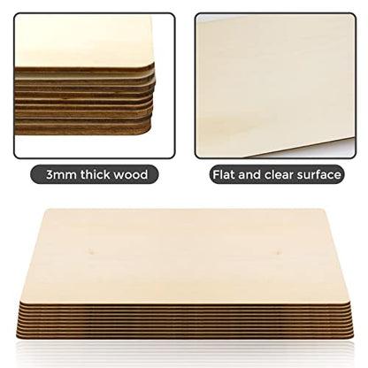 FSWCCK 10 Pack 3MM 1/8" x 12" x 12" Craft Wood, Plywood Board Basswood Sheets, Perfect for DIY Projects, Drawing, Painting, Laser, Wood Burning, Wood