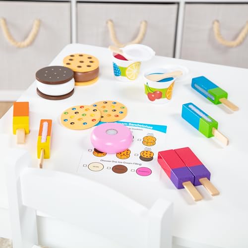 Melissa & Doug Wooden Frozen Treats Ice Cream Play Set (24 pcs) - Play Food and Accessories Melissa & Doug