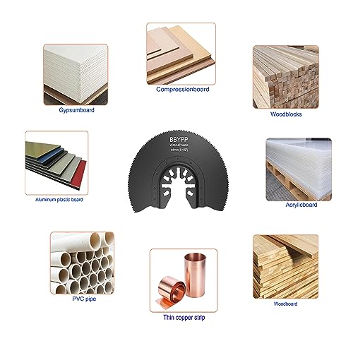 7pcs Semi Circular Oscillating Saw Blades for Cutting Wood Plastic Soft Metal, 3-1/2 Inch (88mm) Oscillating Multitool Quick Release Saw Blades Fit BBYPP