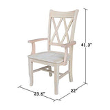 IC International Concepts Double X-Back Arms Chairs, Dining Height, Unfinished IC International Concepts