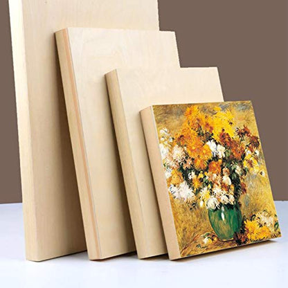 Yarlung 10 Pack Unfinished Wood Panels, 8 x 8 Inches Birch Wooden Cradled Painting Panel Canvas Boards for Watercolor, Arts and DIY Crafts, Easel