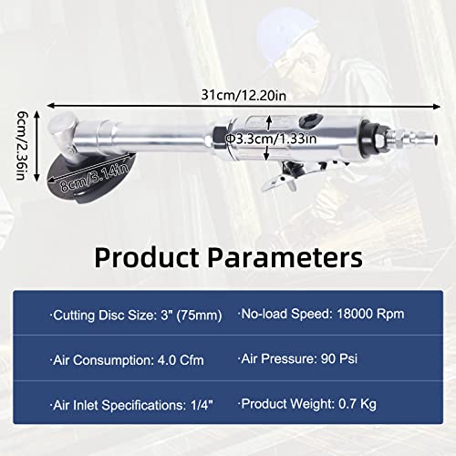 Long Handle Pneumatic Cut Off Tool 3-inch 18000RPM Air Cut-Off Tool Extended Cutting Tool - WoodArtSupply