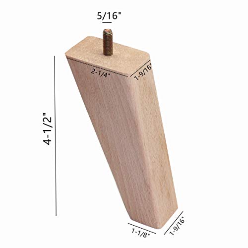 WEICHUAN Unfinished Beech Wood Tapered Replacement Sofa Couch Chair Ottoman Loveseat Coffee Table Cabinet Wood Furniture Feet Furniture Wood WEICHUAN