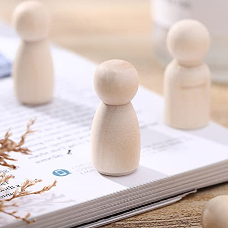 Toyvian Wooden Peg Dolls Unfinished, 1- 1/ 3 inch Wood Peg Dolls, Pack of 40 Wooden People Pegs for DIY Crafting Painting Handicrafts Wooden Peg Toyvian