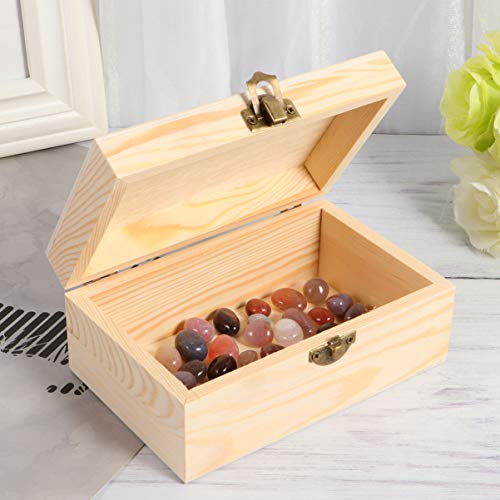 HEALLILY Unfinished Wood Jewelry Box Wooden Box with Lid and Locking Clasp DIY Craft Storage Case for Jewelry Gift Home Wedding Centerpiece