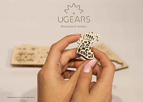 UGEARS 70043 U-Fidgets Happy New Gear Puzzle Pieces Set with 4 Models Anti-Stress 3D Puzzle Self Assembly Kit 4 Mini Miniature Model Mechanical UGears