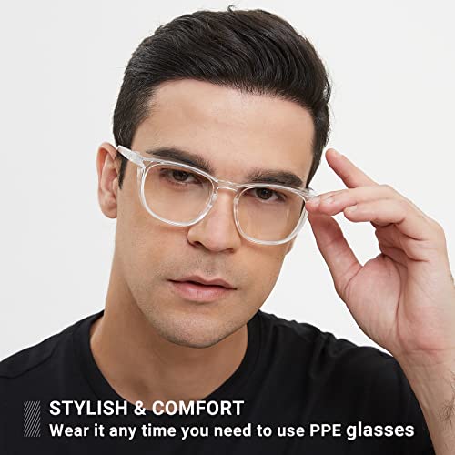 MORK&SUKY Safety Glasses, Stylish Goggles With No Fog Lense,Perfect Alternatives To Regular Protective Eyewear For Health Care Workers. (Transparent) MORK&SUKY