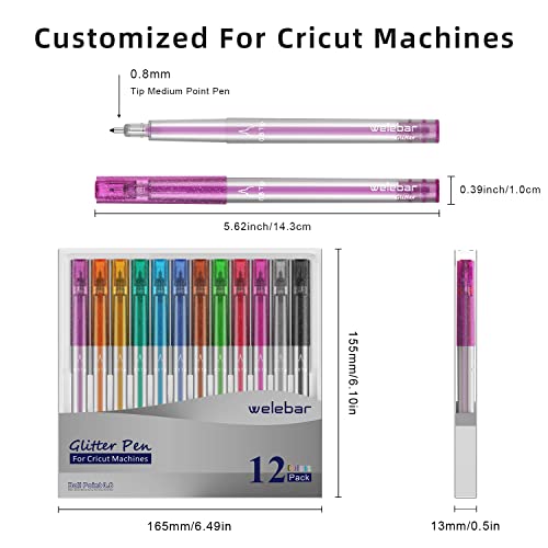 Glitter Gel Pen Set for Cricut Maker 3/Maker/Explore 3/Air 2/Air, 0.8 Tip  Glitte