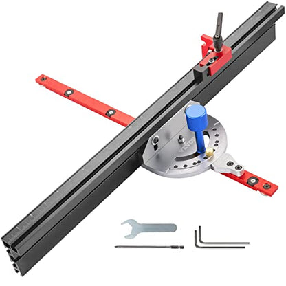 VEVOR Precision Miter Gauge, 18" Aluminum Table Saw Miter Gauge w/ 60 Degree Angled Ends for Max. Stock Support and a Repetitive Cut Flip Stop, Miter