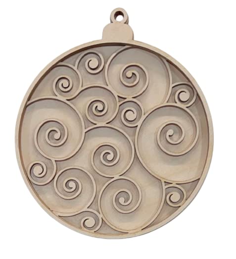 Decorative Swirls Door Sign 3 Pieces Laser Cut Out Unfinished RND48 The Wood Shape Store