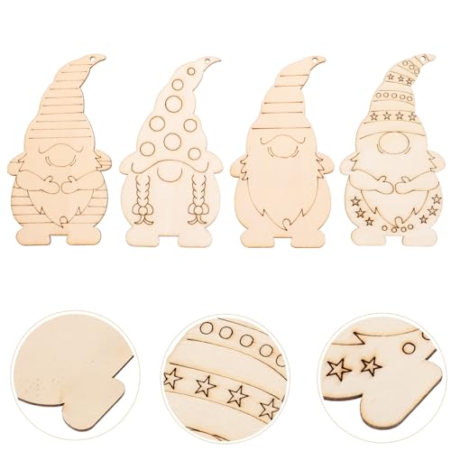 VOSAREA 40Pcs Christmas Gnome Wood Cutouts Unfinished Christmas Wooden Ornaments Xmas Tree Hanging Embellishments Crafts for DIY Arts Crafts Holiday VOSAREA