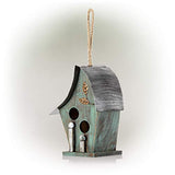 Alpine Corporation YEN134HH-TUR Wooden Birdhouse Outdoor Decor for Garden, Patio, Deck, Porch, 8"L x 6"W x 12"H with Rope: 21”H, Turquoise Alpine Corporation