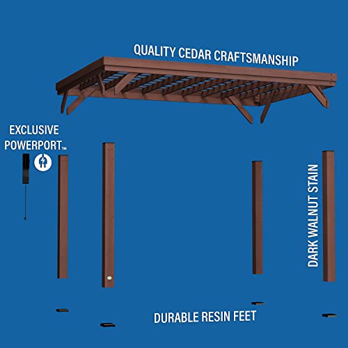 Backyard Discovery 14x10 Brockton All Cedar Pergola, Durable, Quality Supported Structure, Wind Resistant up to 100MPH, Rot Resistant, Electrical - WoodArtSupply