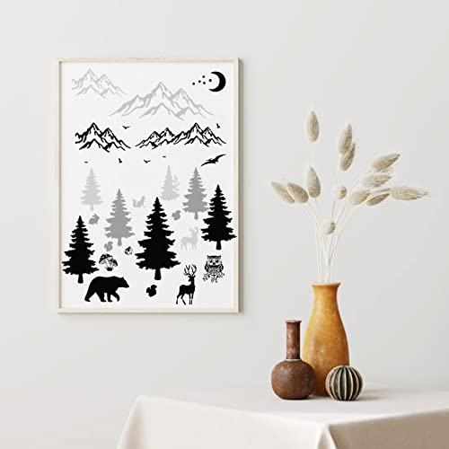 22pcs Forest Wildlife Animal Stencils, Bear Wolf Deer Pine Tree Stenci –  WoodArtSupply