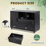 DEVAISE Office File Cabinet with Lock, 1-Drawer Wood Lateral Filing Cabinet on Wheels, Printer Stand with Open Storage Shelves for Home Office, Black DEVAISE