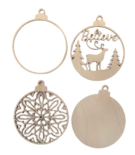 Christmas Believe Deer Door Sign 4 Pieces Laser Cut Out Unfinished RND5 - WoodArtSupply