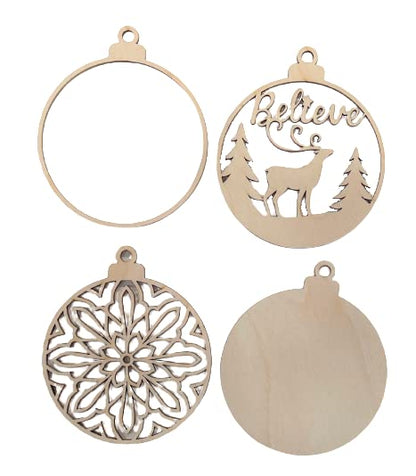 Christmas Believe Deer Door Sign 4 Pieces Laser Cut Out Unfinished RND5 - WoodArtSupply