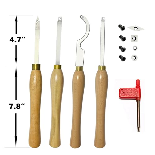 FOXBC Carbide Tipped Wood Turning Tools Set For Turning Pens or Small to Mid-Size Project, Diamond Shape, Round, Square, Swan Neck Hollowing Tools - WoodArtSupply