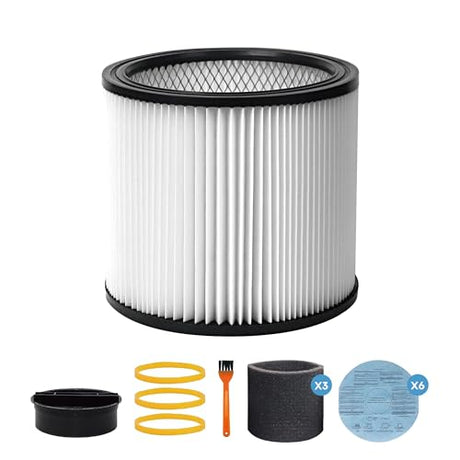 Aliddle Filter Replacement 90304, 90107 dry filter, 90585 Foam Sleeve for shopvac 90304, 90350, 90333,903-04-00, 9030400,5 Gallon Up Wet/Dry Vacuum Aliddle