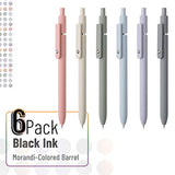 Mr. Pen- Retractable Gel Pens, 6 Pack, Morandi Barrels, Japanese Black Gel Pens, Fast Dry, Gel Pens Fine Point 0.5mm, Cute Pens, Gel Ink Pens, Black Mr. Pen