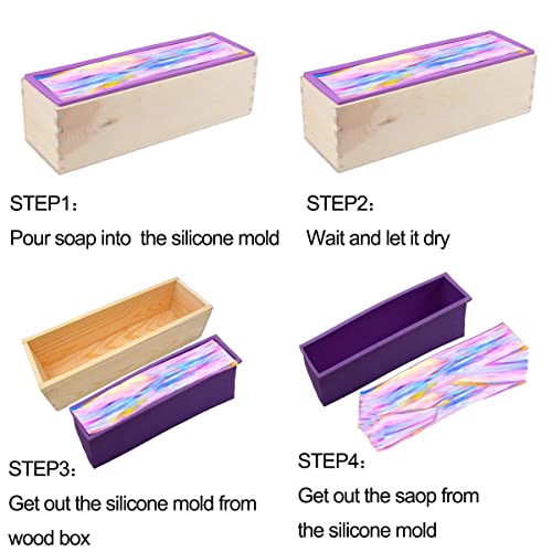 Silicone Soap Molds, 5 Pcs Rectangular Wooden Silicone Soap Mold Set with Wood Soap Cutter Mold and Wavy & Straight Planer Cutting Tool Set for DIY EVINIS
