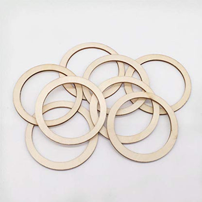 Ciieeo 50pcs Wreath Frames Unfinished Wood Pieces Rings Shape Round Wood Linking Rings Wooden Pieces for Floral Craft DIY Craft Making