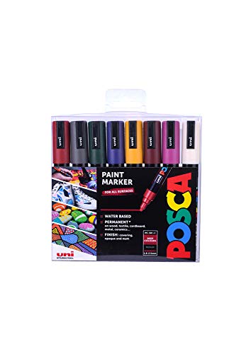 Posca PC-5M Water Based Permanent Marker Paint Pens. Premium Medium Tip for Arts and Crafts. Multi-surface Use On Wood, Metal, Paper, Cardboard, Posca