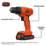 BLACK+DECKER 20V MAX* POWERCONNECT Cordless Drill Kit + 100 pc. Kit (BDC120VA100), Orange BLACK+DECKER