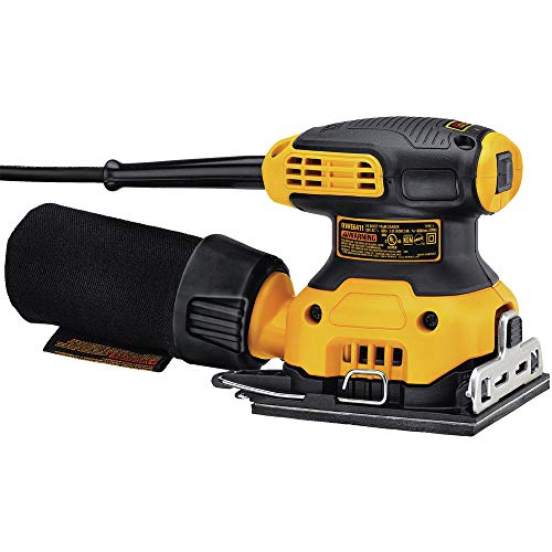DEWALT Palm Sander, 1/4-Inch, 2.3 Amp, 14,000 OPM, Storage Bag Included, Corded (DWE6411K), Yellow DEWALT