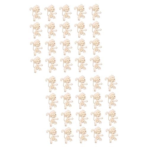 TEHAUX 40 pcs Wood Cutouts for Crafts Christmas Desktop Decor Unfinished Wood Monkey Cutout Shapes Xmas Table centerpieces Christmas Figurine TEHAUX