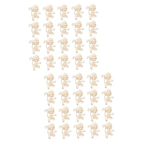 TEHAUX 40 pcs Wood Cutouts for Crafts Christmas Desktop Decor Unfinished Wood Monkey Cutout Shapes Xmas Table centerpieces Christmas Figurine TEHAUX