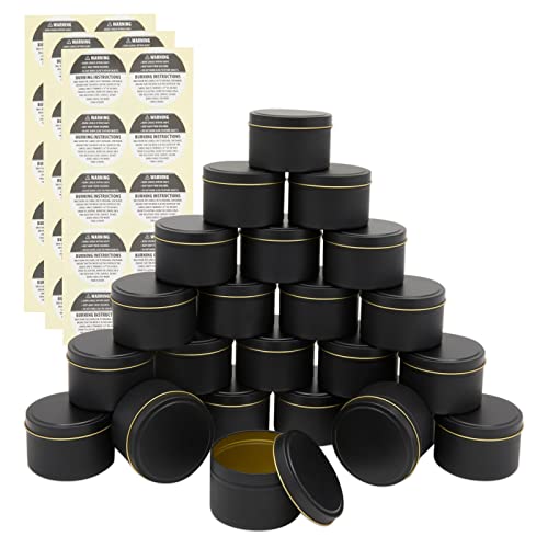 Bright Creations 24 Pack Candle Tins 8 oz with Lids and Labels for Candle Making (Black) - WoodArtSupply