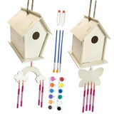 EXCEART 1 Set House Lanyard Wind Chime Pendant Wind Chime Ornament Unfinished Arts Kits Kids Craft Wind Chime Kit Decorate Wood Child Pigment EXCEART
