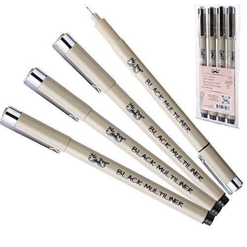 Mr. Pen- Black Fineliners, 0.25mm, 4 Pack, Bible Pens No Bleed, Fine Tip, Ultra Fine, Black Art Pens Mr. Pen