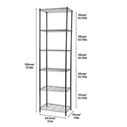 HOMEFORT 6-Tier Wire Shelving, 6 Shelves Unit Metal Storage Rack, Durable Organizer, Perfect for Pantry Closet Kitchen Laundry Organization (Black) - WoodArtSupply