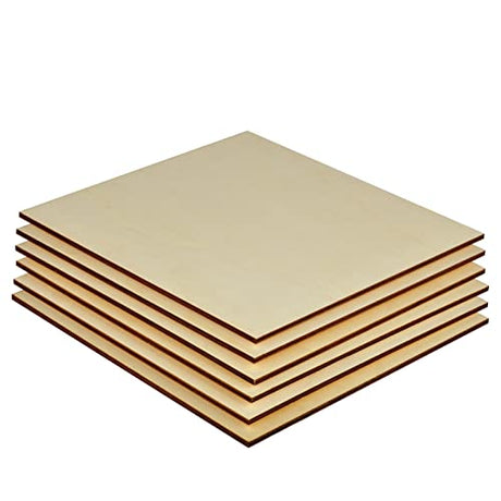 Artificer Baltic Birch Plywood, 12x12 Inch 6 Pack 1/4" Thick Unfinished Wood Squares Boards for Crafts Wooden Canvas Panels for Painting Plywood Artificer