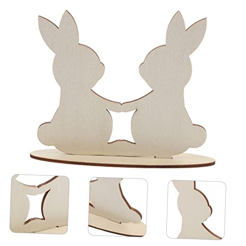 BESPORTBLE 10pcs White Rabbit Ornament Easter Unfinished Rabbit Cutouts Easter Wood Cutouts Blank Bunny Cutout Easter Wood Slice Blank Flags Wooden BESPORTBLE